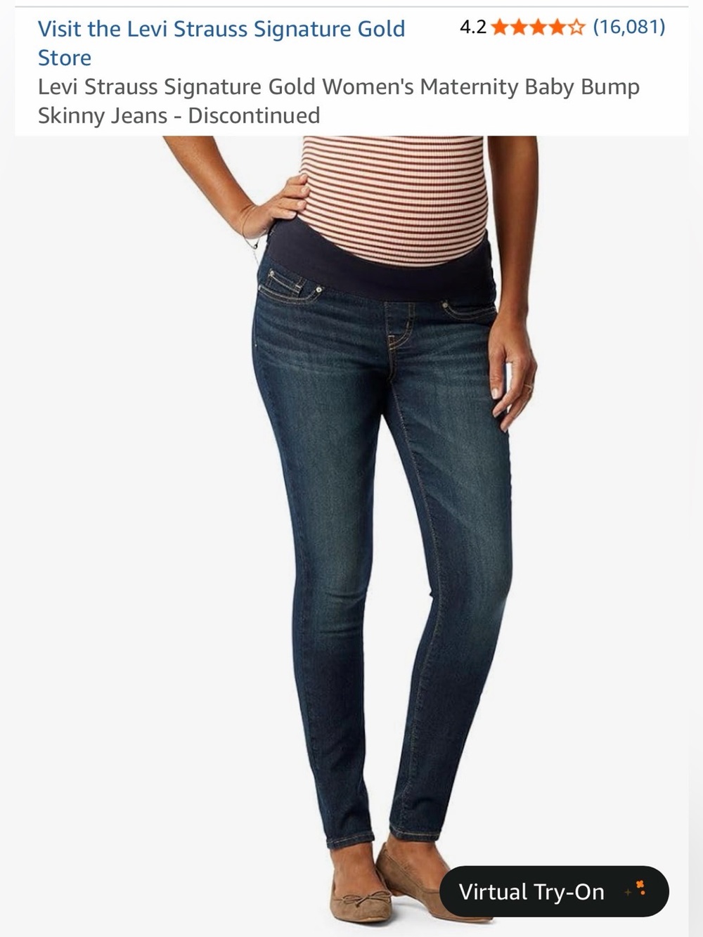 Levi Strauss Signature Gold Women's Maternity Baby Bump Skinny Jeans Pull On S